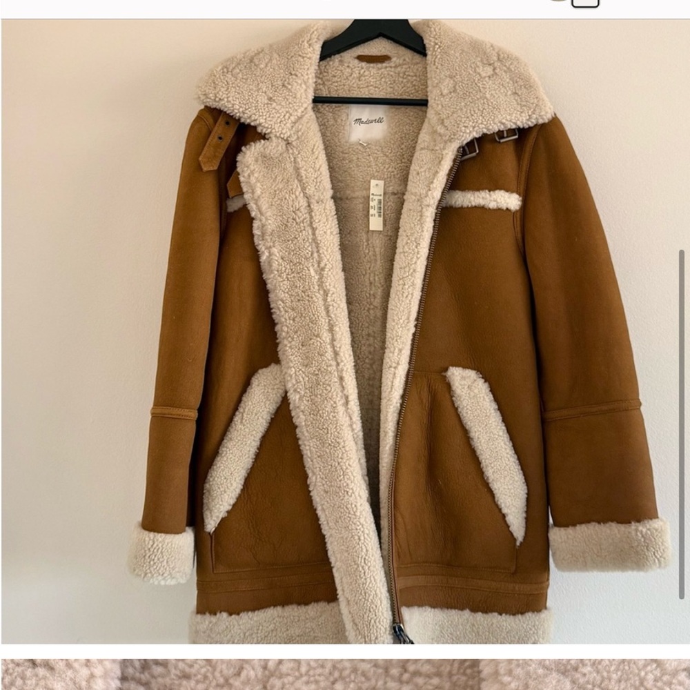 Madewell Brown and Cream Teddy Jacket Cozy Shearling Style